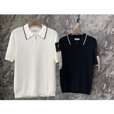 스* 라인반집업 반팔 카라 니트