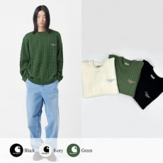 칼** 시그니처 자수 케이블 스웨터