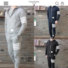 톰* 사선완장 시그니쳐 코튼 후드집업  스웻팬츠 세트