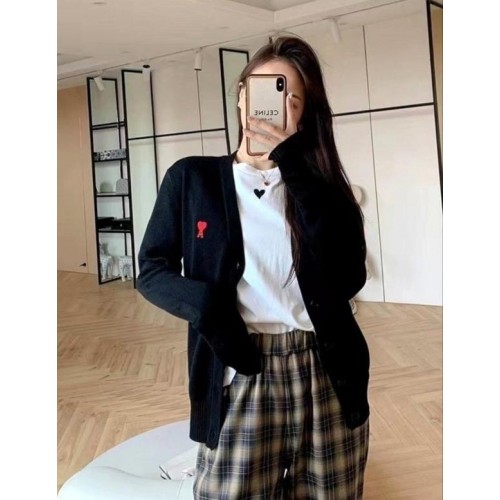 아* 스몰체인 레드하트 울가디건여성