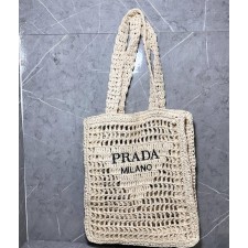 프** 라피아 로고 토트백