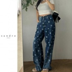 산** 플라워 데님팬츠
