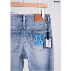 루* LV 자수 로고 패치 슬림핏 데님 팬츠