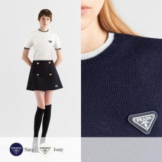프** 플레이트 라인배색 니트반팔