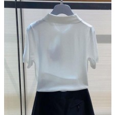 구* 로고 자수 캣 카라 반팔 니트 (G2532)