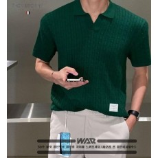 톰* 케이블 오픈카라 반팔니트