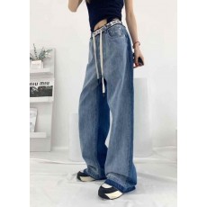 셀** 수입 워싱 배색 와이드 진