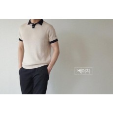 써머 투버튼 카라니트반팔
