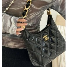 샤* 고급 호보백 스몰 램스킨 금장 블랙