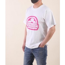루* 핑크 그래픽 로고 크루넥 쇼트 슬리브드
