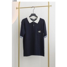 디* Couture 은방울꽃 폴로 셔츠 블루 코튼 저지