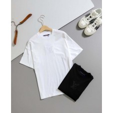 루* 수입 LV로고 자수 반팔 티셔츠