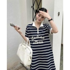 셀** 수입 마린 지퍼넥 스트라이프 폴로 드레스