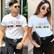 구* 메탈릭 레인보우 커플 반팔 티셔츠