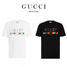 구* 메탈릭 레인보우 커플 반팔 티셔츠