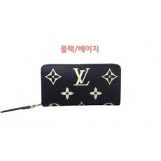 루* 지피 투톤 모노그램 앙프렝뜨 레더 월릿 블랙 베쥬