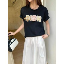 디* 로즈 플라워 로고 반팔 티셔츠