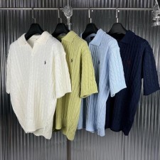 폴* 머슬 케이블 오픈 카라 니트반팔