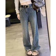 생** 데미지 자수 데님 청바지