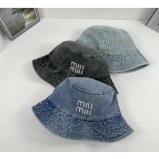 미*** 데님 로고 버킷햇