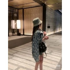 루* 인디고 모노그램 엠보 워싱 버킷햇 수입