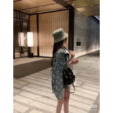 루* 인디고 모노그램 엠보 워싱 버킷햇 수입