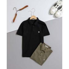 버** TB 화이트 로고 반팔 카라티셔츠