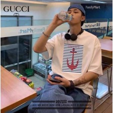 구* 스트라이프 닻 디자인 반팔 티셔츠