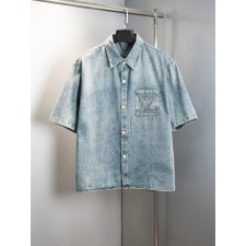 루* 반팔데님 로고 셔츠