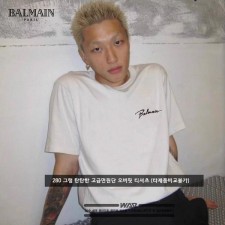 발* 사선 백 레터링 로고 오버핏 티셔츠