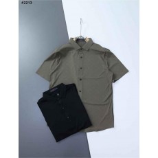 루* 모노그램 패턴 반팔 실크 셔츠
