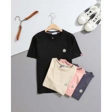 삼선탭 로고 패치 코튼 반팔 티셔츠