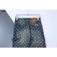 루* 모노그램 패턴 데님 카고 팬츠