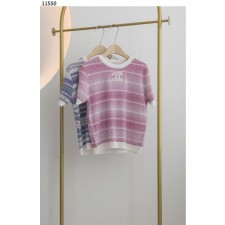 샤* 스트라이프 CC로고 니트