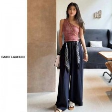 생** 스카프벨트 밴딩 와이드팬츠