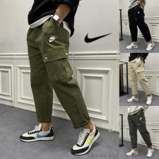 나** 자수 로고 절개 원카고 와이드 밴딩 팬츠