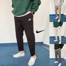 나** 자수 로고 워싱 면 원포켓 세미 와이드 팬츠