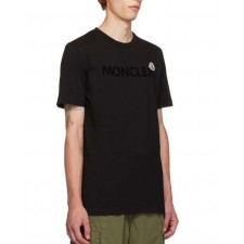 수입 로고 플록 아플리케 코튼 티셔츠