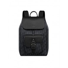 디* Saddle 플랩 백팩 블랙 D*or Oblique 자카드  블랙 그레인 송아지 가죽