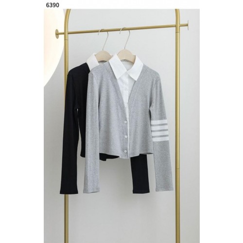 톰* 수입고급 스트라이프 셔츠 레이어드 가디건