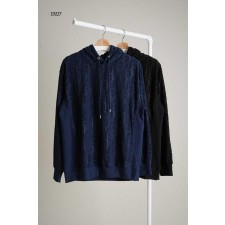 디* 남성 오블리크 자가드 후드 스트링 니트