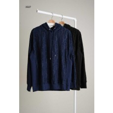 디* 남성 오블리크 자가드 후드 스트링 니트