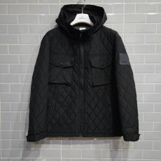 버** 가죽패치 후드 퀄팅자켓