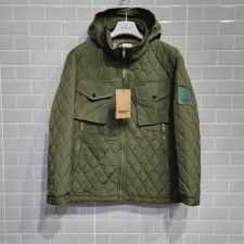 버** 가죽패치 후드 퀄팅자켓