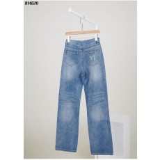 메* 마르지엘라 여성 스티치 넘버링 자수 로고 와이드 데님 팬츠