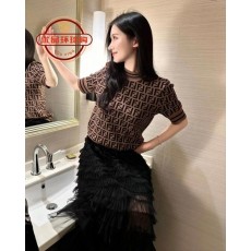 펜* 수입고급 브라운 FF 반팔 니트