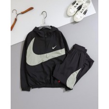 나** 수입 빅스우시 우븐 후드 아노락 집업 & 조거팬츠SET 블랙