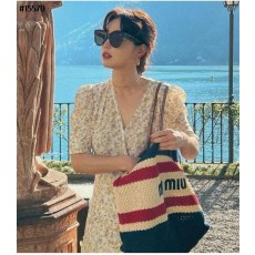 미*** 라피아 앤 코튼 토트 백