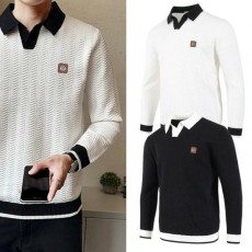 구* G스틸 배색 카라 니트