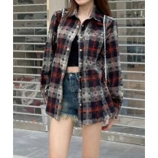 크* CH 십자가 패치 버튼 자가드 체크셔츠수입최*고급(남녀공용)